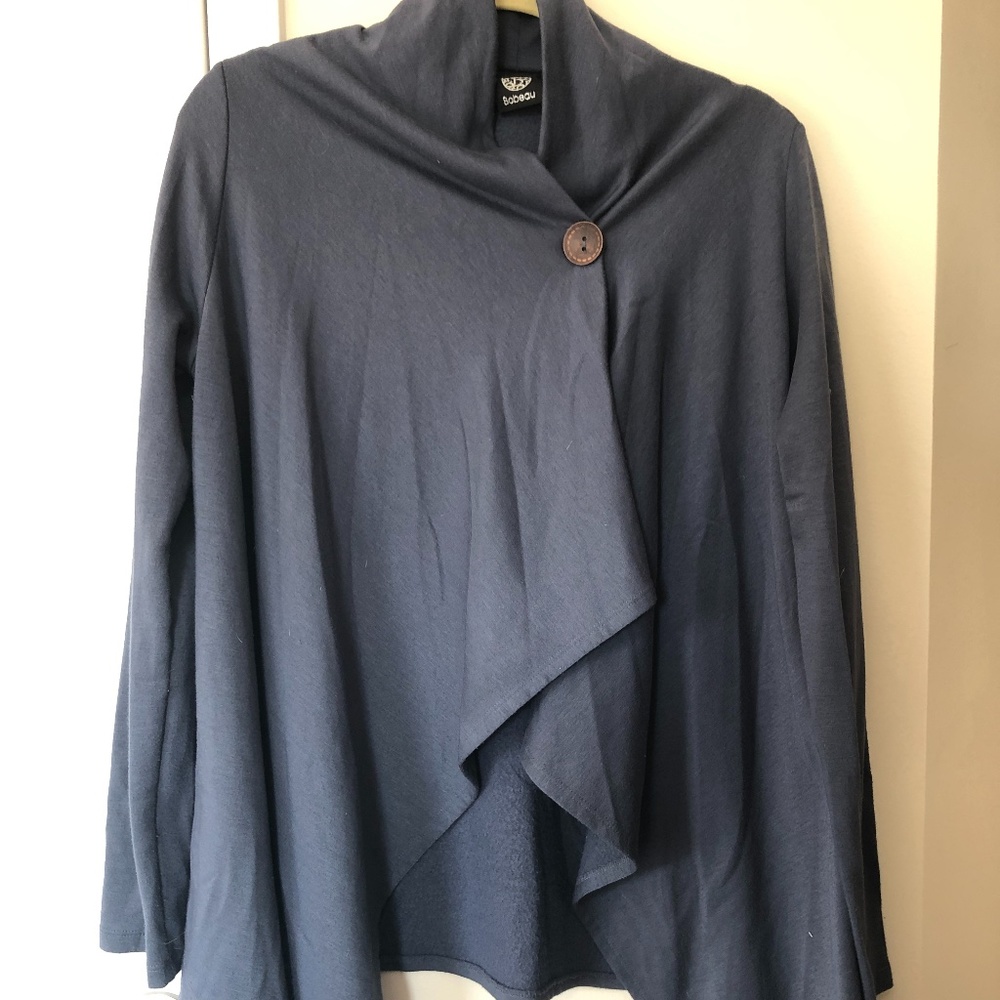 Soft Blue Waterfall Cardigan with button detail